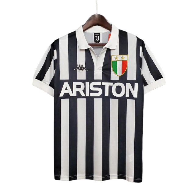 Camisa Retrô Juventus 1984-1985 - Kappa Masculina - Preta e branca1