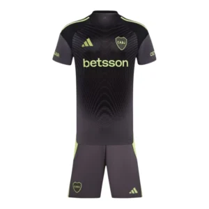Kit Infantil Boca Juniors Goleiro 25/26 - Adidas - Preto com detalhes em cinza e verde