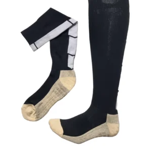 Meias Futebol Antiderrapante Cano Alto - Preta com detalhes em branco