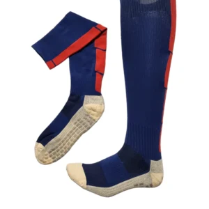 Meias Futebol Antiderrapante Cano Alto - Azul com detalhes laranja