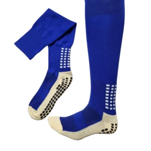 Meias Futebol Antiderrapante Cano Alto - Azul com bolinhas brancas e pretas