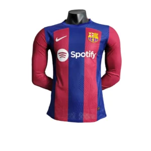 Camisa Barcelona I 23/24 - Manga Longa - Jogador Nike Masculina - Azul e Grená