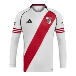 Camisa River Plate I 25/26 manga longa - Torcedor Adidas Masculina - Branca e vermelha