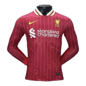 Camisa Liverpool I 24/25 manga longa - Jogador Nike Masculina - Vermelha com detalhes em branco